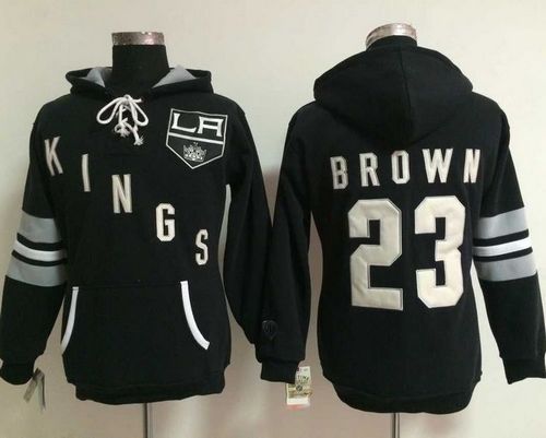 Los Angeles Kings #23 Dustin Brown Black Women's Old Time Heidi NHL Hoodie